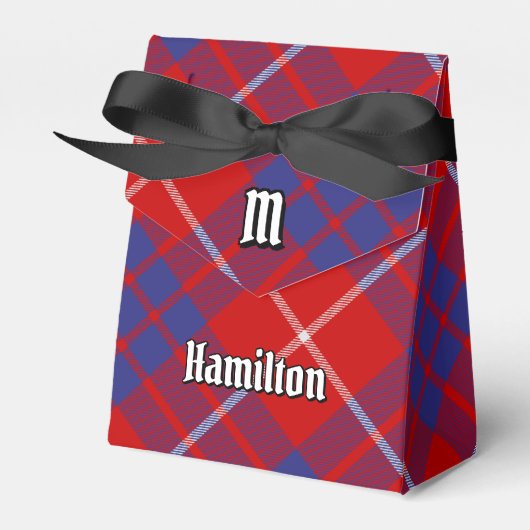 Clan Hamilton Crest over Red Tartan Favor Box Bedankdoosjes (Voorkant Zijde)