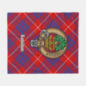 Clan Hamilton Crest over Red Tartan Fleece Deken (Voorkant (Horizontaal))