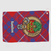 Clan Hamilton Crest over Red Tartan Golf Towel Golfhanddoek (Horizontaal)