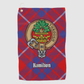 Clan Hamilton Crest over Red Tartan Golf Towel Golfhanddoek (Voorkant)