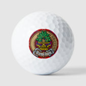 Clan Hamilton Crest over Red Tartan Golfballen (Voorkant)