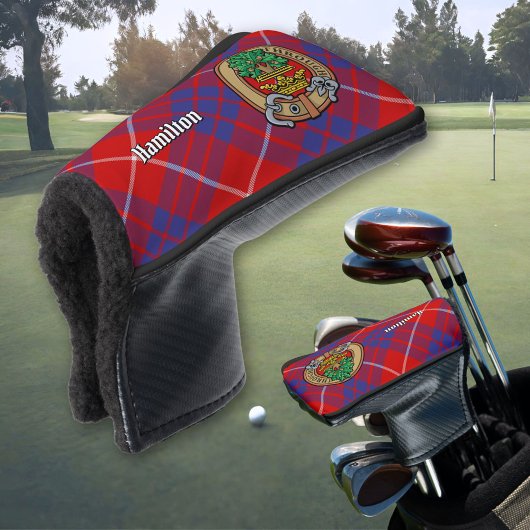 Clan Hamilton Crest over Red Tartan Golfheadcover