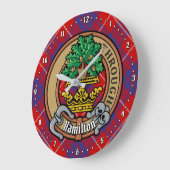 Clan Hamilton Crest over Red Tartan Grote Klok (Hoek)