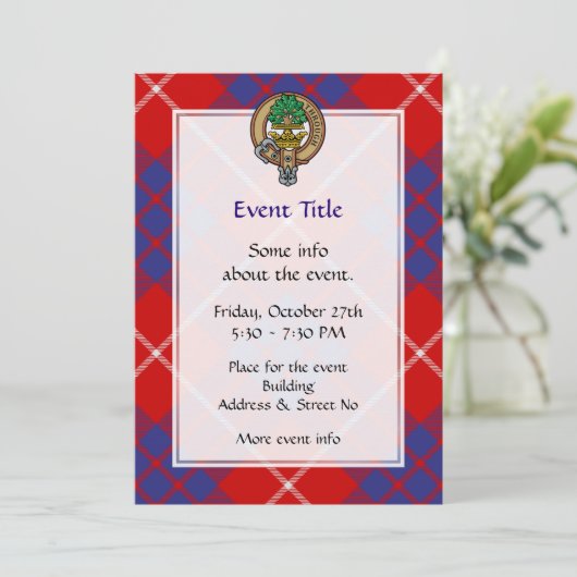 Clan Hamilton Crest over Red Tartan Kaart (Staand voorkant)