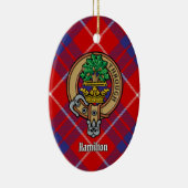 Clan Hamilton Crest over Red Tartan Keramisch Ornament (Rechts)