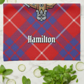 Clan Hamilton Crest over Red Tartan Kitchen Towel Theedoek (Gevouwen)