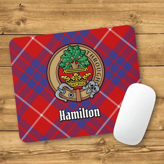 Clan Hamilton Crest over Red Tartan Muismat