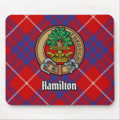 Clan Hamilton Crest over Red Tartan Muismat (Voorkant)