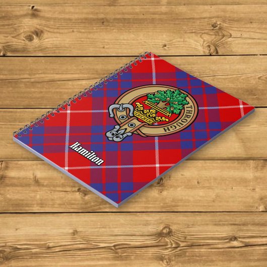 Clan Hamilton Crest over Red Tartan Notitieboek