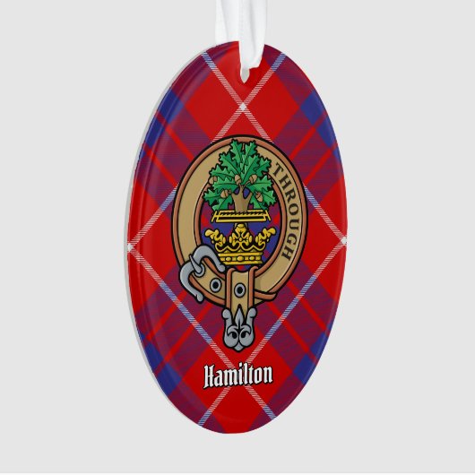 Clan Hamilton Crest over Red Tartan Ornament (voorkant)