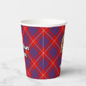 Clan Hamilton Crest over Red Tartan Paper Cups Papieren Bekers (Rechts)