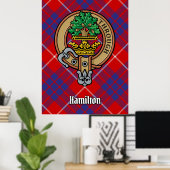 Clan Hamilton Crest over Red Tartan Poster (Thuiskantoor)