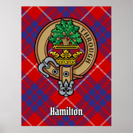 Clan Hamilton Crest over Red Tartan Poster