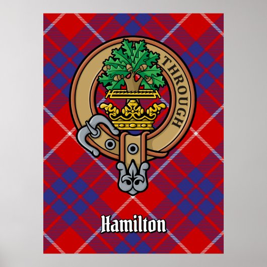 Clan Hamilton Crest over Red Tartan Poster (Voorkant)