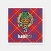 Clan Hamilton Crest over Red Tartan Servet (Voorkant)