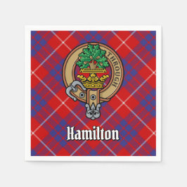 Clan Hamilton Crest over Red Tartan Servet
