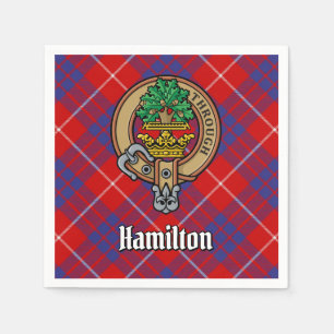 Clan Hamilton Crest over Red Tartan Servet