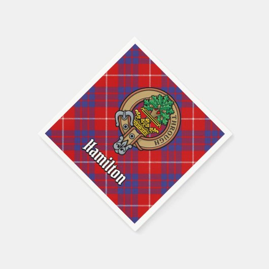 Clan Hamilton Crest over Red Tartan Servet (Hoek)