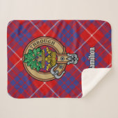 Clan Hamilton Crest over Red Tartan Sherpa Deken (Voorkant (horizontaal))