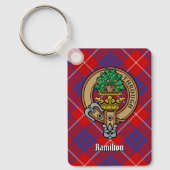 Clan Hamilton Crest over Red Tartan Sleutelhanger (Voorkant)