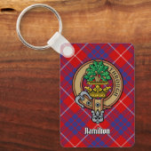 Clan Hamilton Crest over Red Tartan Sleutelhanger (Voorkant)