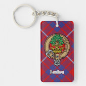 Clan Hamilton Crest over Red Tartan Sleutelhanger (Voorkant)