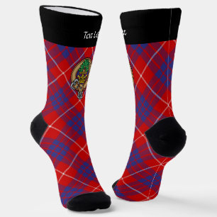 Clan Hamilton Crest over Red Tartan Socks Sokken