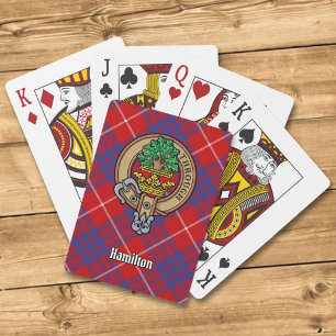 Clan Hamilton Crest over Red Tartan Speekkaarten Pokerkaarten