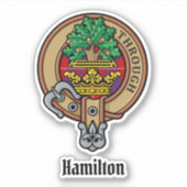 Clan Hamilton Crest over Red Tartan Sticker (Voorkant)