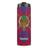 Clan Hamilton Crest over Red Tartan Thermosbeker (Voorkant)