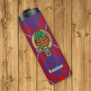 Clan Hamilton Crest over Red Tartan Thermosbeker