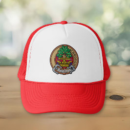 Clan Hamilton Crest over Red Tartan Trucker Hat Trucker Pet