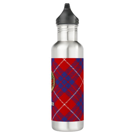 Clan Hamilton Crest over Red Tartan Waterfles (Rechts)