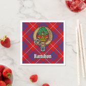 Clan Hamilton Crest over Rode Tartan Servet (Insitu)