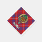 Clan Hamilton Crest over Rode Tartan Servet (Hoek)