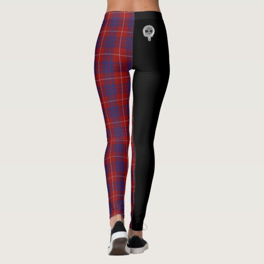 Clan Hamilton Crest & Tartan / Black Leggings (Achterkant)