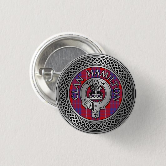 Clan Hamilton Crest & Tartan Knot Button (Voorkant /achterkant)