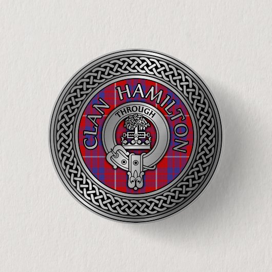 Clan Hamilton Crest & Tartan Knot Button (Voorkant)