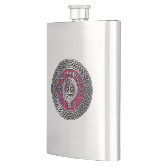 Clan Hamilton Crest & Tartan Knot Flask Flacon (Links)
