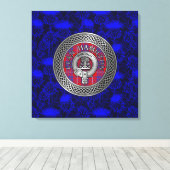Clan Hamilton Crest & Tartan Knot op Thistle Canvas Afdruk (Insitu (Houten vloer))