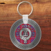 Clan Hamilton Crest & Tartan Knot Sleutelhanger (Voorkant)