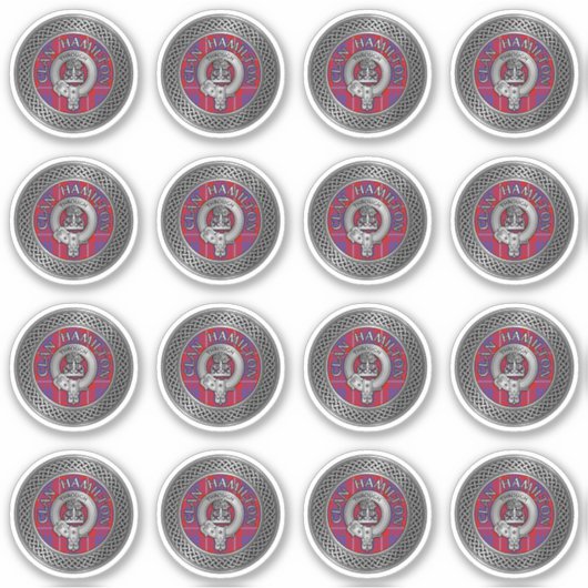 Clan Hamilton Crest & Tartan Knot Sticker (Voorkant)