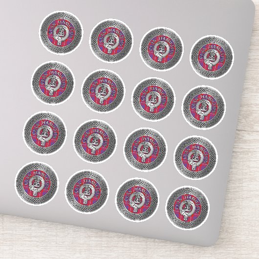 Clan Hamilton Crest & Tartan Knot Sticker (Detail)