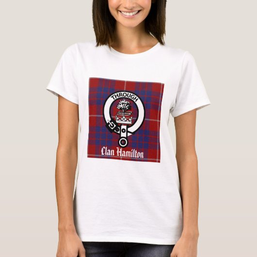 Clan Hamilton Crest & Tartan T-shirt (Voorkant)