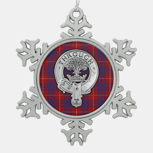 Clan Hamilton Crest & Tartan Tin Sneeuwvlok Ornament (Voorkant)