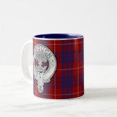 Clan Hamilton Crest & Tartan Tweekleurige Koffiemok (Voorkant links)