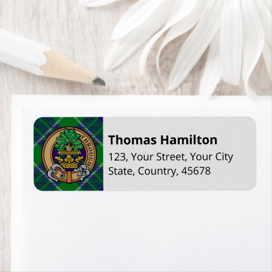 Clan Hamilton Hunting Tartan Label (Insitu)