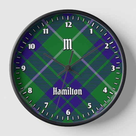 Clan Hamilton Hunting Tartan Large Clock (Voorkant)