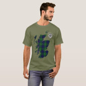 Clan Hamilton Hunting Tartan Map & Crest T-shirt (Voorkant volledig)