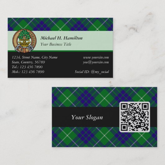 Clan Hamilton Hunting Tartan Visitekaartje (Voorkant / Achterkant)